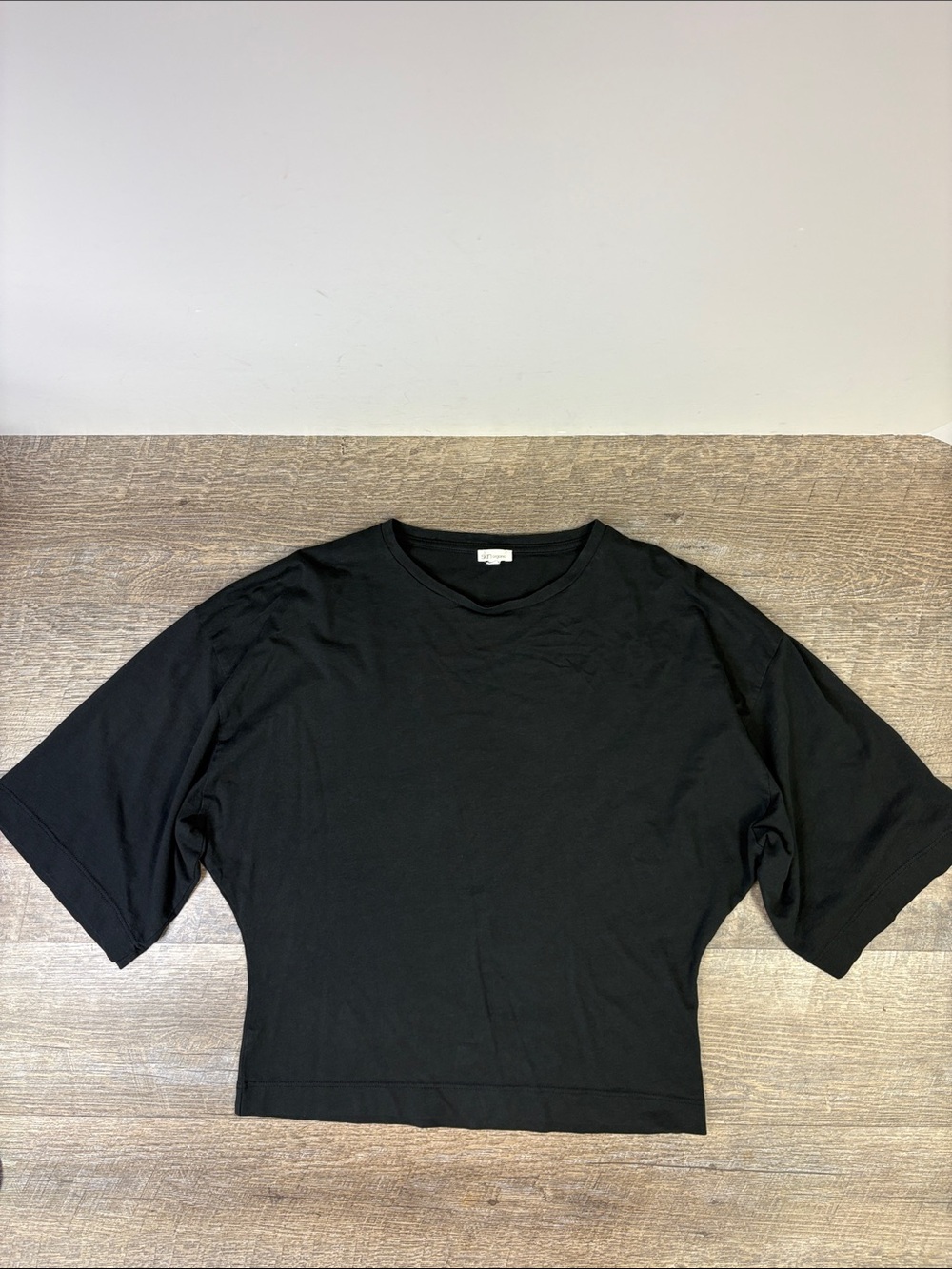SKIN Organic Pima Cotton Black Cropped Boxy Tee Size 2
